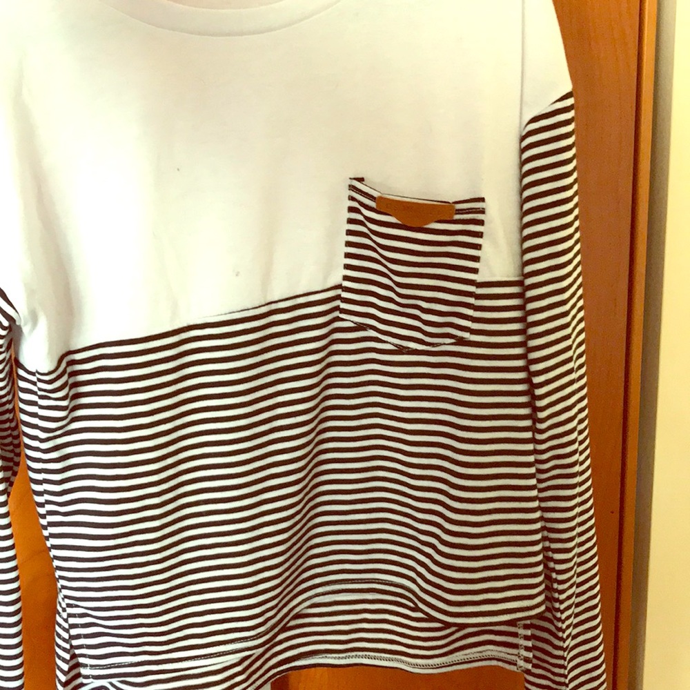 Black and White Stripe Long Sleeve with Pocket